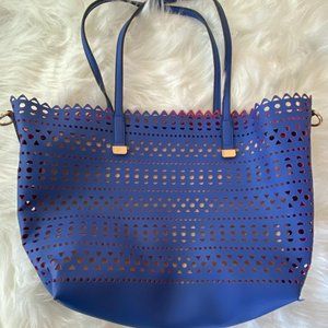 Aldo Blue & Pink Cutout Tote Bag w/ Large Secure Detachable Inner Zip Pocket